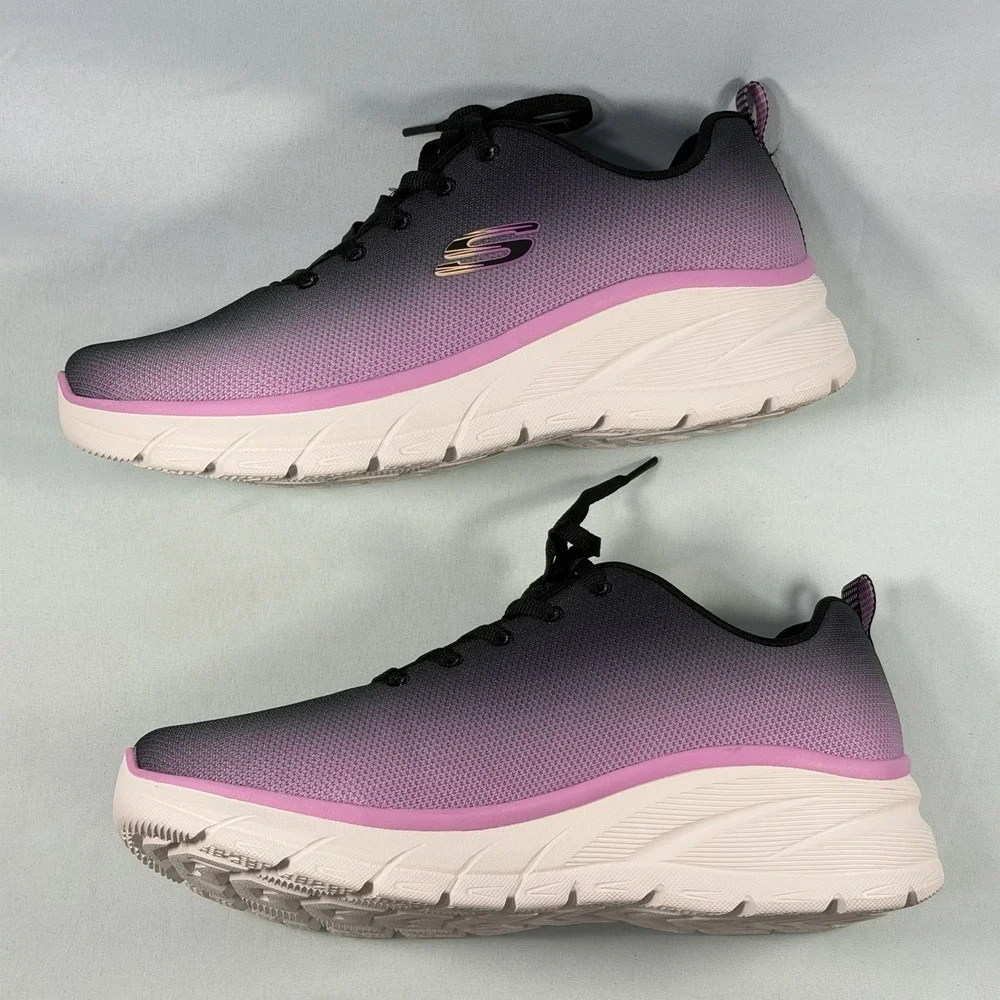 Skechers Womens Size-11 Fashion Fit Build Up Black Pink Lite Weight Sneakers New
